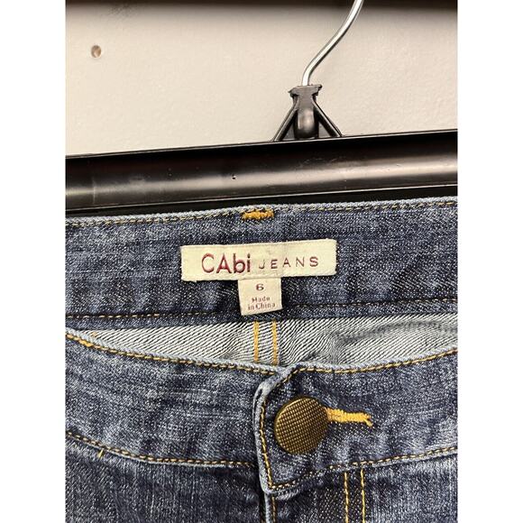 Cabi Jeans Womens 6 Dark Wash Denim Johnny Crop Tuxedo Red Side Stripe #327 - Picture 4 of 6